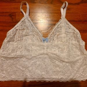Torrid White Lace Bralette w/bow and gem